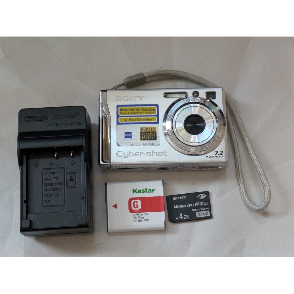 Sony Cyber-shot DSC-W80 7.2MP Digital Camera Silver Bundle 4GB Card Working - Picture 2 of 11
